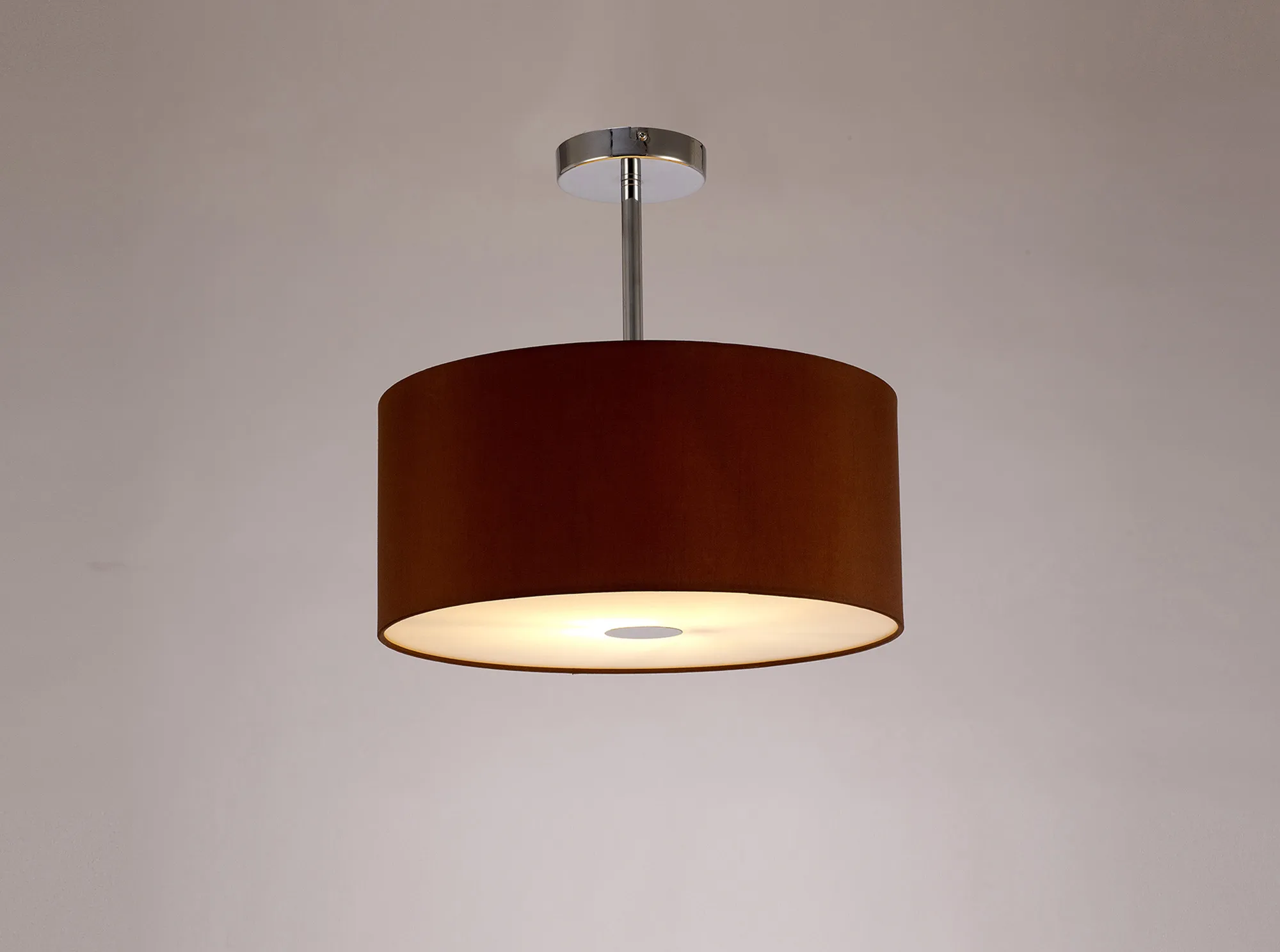 Baymont 40cm Semi Flush 1 Light Polished Chrome, Raw Cocoa/Grecian Bronze, Frosted Diffuser DK0098  Deco Baymont CH RC